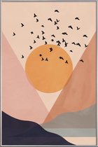 JUNIQE - Poster met kunststof lijst Sun Flock -60x90 /Kleurrijk