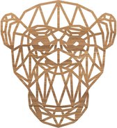 Geometrische Dieren Aap - Eiken hout - M (35x39 cm) - Cadeau - Kinderen - Geschenk - Woon decoratie - Woonkamer - Slaapkamer - Geometrische wanddecoratie - WoodWideCities