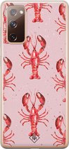 Samsung S20 FE hoesje siliconen - Lobster all the way | Samsung Galaxy S20 FE case | Roze | TPU backcover transparant