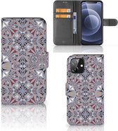 GSM Hoesje iPhone 12 | 12 Pro (6.1") Flipcover Flower Tiles