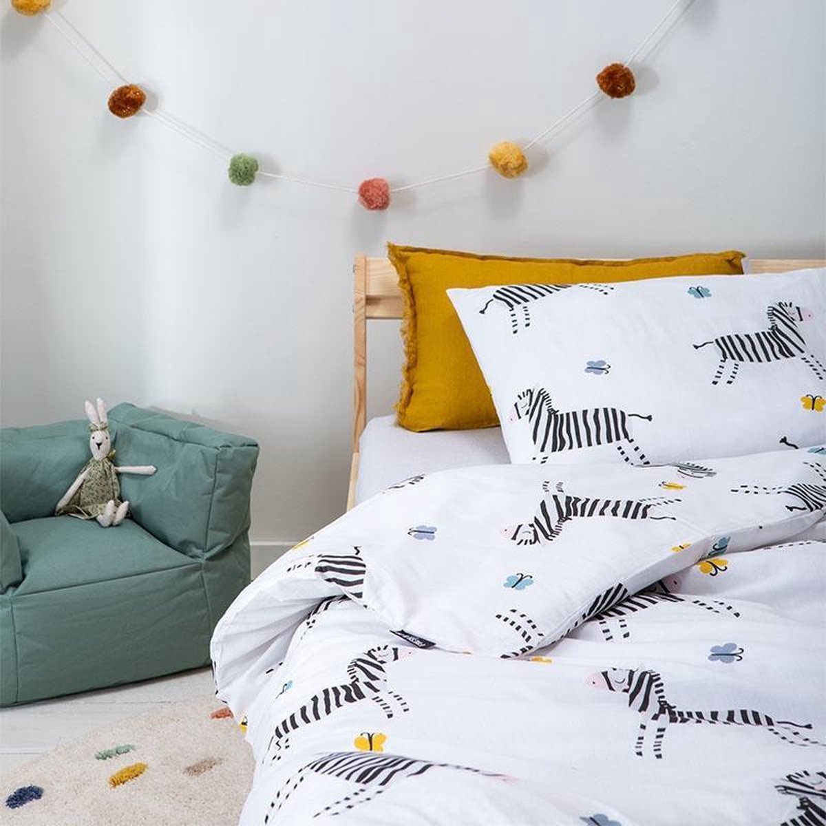 Fresh & Co Kids - Housse de couette Junior Happy Zebra 120x150 cm - Katoen  - Housse de