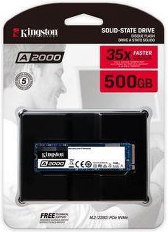Kingston A2000 NVMe/PCIe M.2 SSD 2280 harde schijf 500 GB M.2 NVMe PCIe 3.0 x4 - Kingston