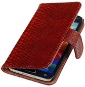 Snake Bookstyle Wallet Case Hoesje - Geschikt voor Samsung Galaxy S5 G900F Rood