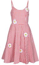 Voodoo Vixen Flare jurk -XS- Dolly gingham Rood/Wit