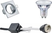 LED Spot Set - GU10 Fitting - Inbouw Vierkant - Glans Chroom - Kantelbaar 80mm - Philips - MASTER 927 36D VLE - 3.7W - Warm Wit 2200K-2700K - DimTone Dimbaar - BES LED