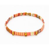 Twice As Nice Armband in goudkleurig edelstaal, tila beads, oranje, bruin