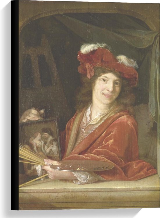 Canvas  - Oude meesters - Een jonge schilder, Adriaen van der Werff, 1670 - 1690 - 40x60cm Foto op Canvas Schilderij (Wanddecoratie op Canvas)