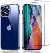 iPhone 12 / 12 Pro siliconen case - transparant Naakte huid TPU backcover - iPhone 12 / 12 pro screenprotector 2 pack tempered glass