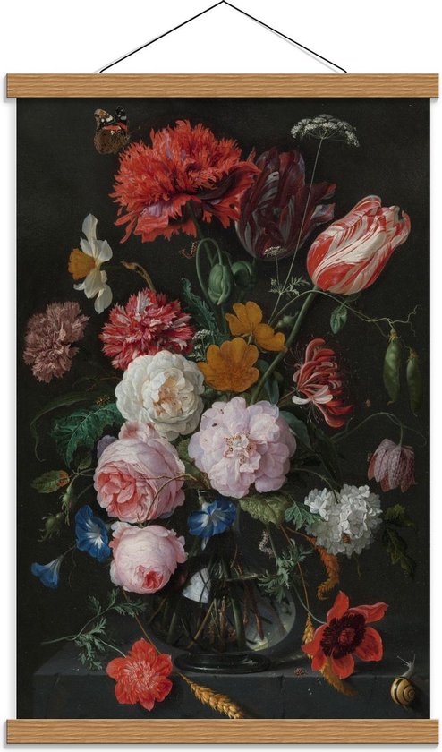 Schoolplaat – Oude meesters - Stilleven: bloemen in vaas, Jan Davidsz. de Heem - 40x60cm Foto op Textielposter (Wanddecoratie op Schoolplaat)