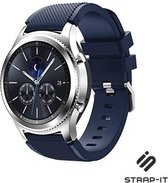 Siliconen Smartwatch bandje - Geschikt voor  Samsung Gear S3 Classic & Frontier siliconen bandje - donkerblauw - Strap-it Horlogeband / Polsband / Armband