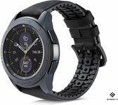 Strap-it Leren / siliconen bandje - geschikt voor Samsung Galaxy Watch 1 46mm / Galaxy Watch 3 45mm / Gear S3 Classic & Frontier - zwart