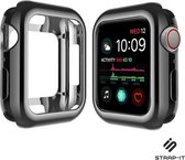 Strap-it Siliconen Case - Bescherming geschikt voor Apple Watch 3 case - Hoesje geschikt voor Apple Watch 42mm case - Zwart Metallic - iWatch cover voor maat 42 mm