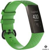 Siliconen Smartwatch bandje - Geschikt voor  Fitbit Charge 3 silicone band - groen - Maat: S - Strap-it Horlogeband / Polsband / Armband