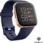 Siliconen Smartwatch bandje - Geschikt voor Fitbit Versa / Versa 2 silicone band - donkerblauw - Strap-it Horlogeband / Polsband / Armband - Maat: Maat L