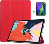 Case2go - Tablethoes en screenprotector geschikt voor iPad Air 10.9 2020/2022 - 10.9 inch - hoes en Screenprotector - Tablet hoes met Auto sleep/wake Functie - Rood