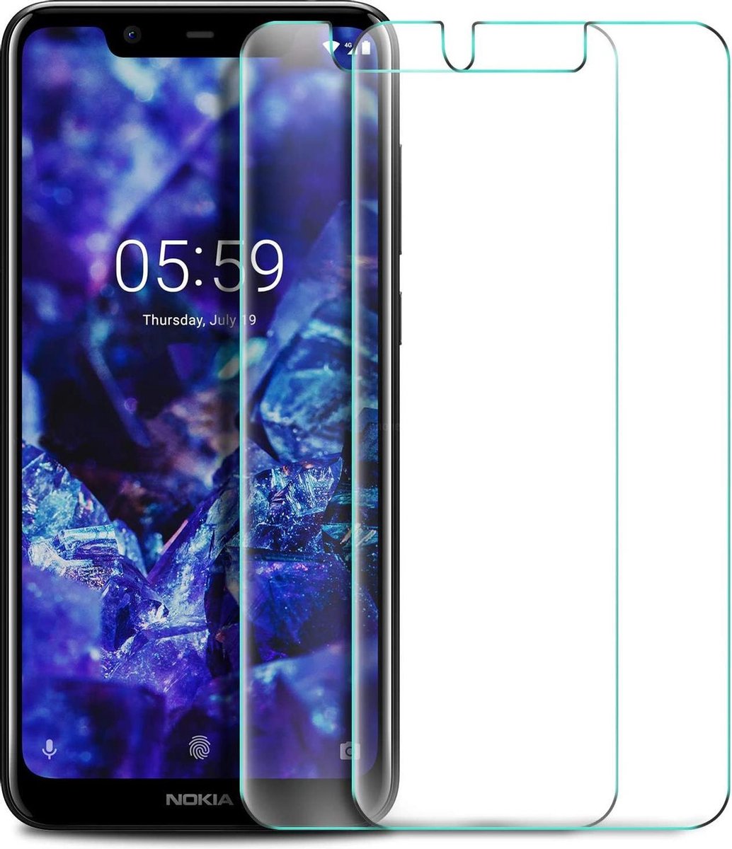 Screenprotector Glas - Tempered Glass Screen Protector Geschikt voor: Nokia 5.1 - 2x