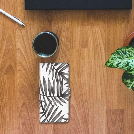 PU Premium Housse pour Samsung Galaxy Note20 Ultra Portefeuille Feuilles Grises