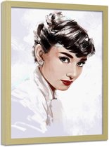 Foto in frame , Audrey Hepburn 3 , 70x100cm , zwart wit ,Premium print