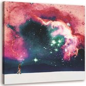Schilderij Galactische wandeling , 80x80cm , multikleur ( wanddecoratie )
