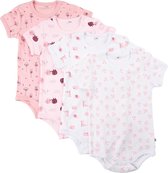 Pippi Rompers Korte Mouw Meisjes Katoen Roze 4 Stuks Maat 68