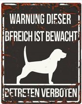 D&D Waakbord / Warning sign square beagle de Zwart 20x25cm