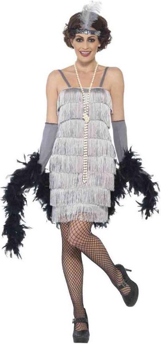 Smiffys - Flapper Kostuum - S - Zilverkleurig