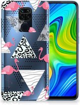 Leuk TPU Back Cover Xiaomi Redmi Note9 GSM Hoesje Doorzichtig Flamingo Triangle