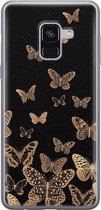 Samsung Galaxy A8 2018 hoesje siliconen - Vlinders - Soft Case Telefoonhoesje - Print / Illustratie - Zwart