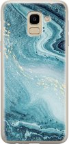 Samsung Galaxy J6 2018 hoesje siliconen - Marmer blauw - Soft Case Telefoonhoesje - Marmer - Blauw