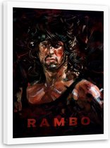 Foto in frame , Rambo , 70x100cm , Film personage , Bruin zwart , Premium Print