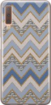 Samsung Galaxy A7 2018 hoesje siliconen - Retro zigzag - Soft Case Telefoonhoesje - Print / Illustratie - Multi