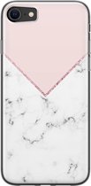 iPhone SE 2020 hoesje siliconen - Marmer roze grijs - Soft Case Telefoonhoesje - Marmer - Transparant, Roze