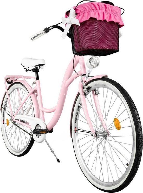 Milord - Comfort Fiets met mand, Hollandse fiets - stadsfiets - 1  versnelling, roze, | bol.com