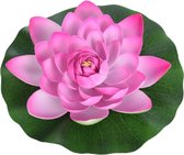 1x Roze drijvende kunst waterlelie bloemen 26 cm - Tuinaccessoires - Vijverbenodigdheden - Vijverdecoratie - Nep/kunst bloemen/planten - Waterlelies