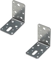 8x Hoekankers / stoelhoeken staal verzinkt - 4 x 10 cm - slobgat 4 x 1.2 cm - hoekijzers voor balkverbinding / houtverbinding - hoekverbinders / versterkingshoeken