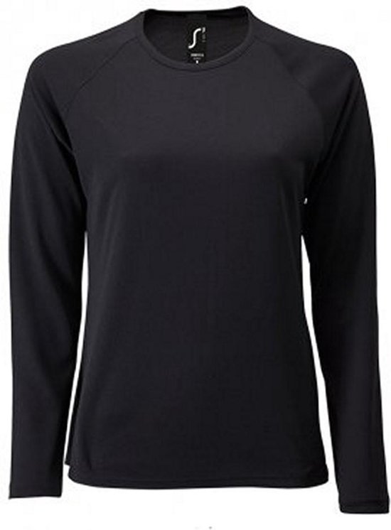 SOLS Dames/dames Sportief T-Shirt met lange mouwen (Zwart)