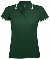 SOLS Dames/dames Pasadena getipt korte mouw Pique Polo Shirt (Bos/Wit)