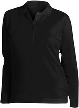 SOLS Dames/dames Podium Lange Mouw Pique Katoenen Polo Shirt (Zwart)