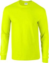 Gildan Heren Effen Bemanningsleden Hals Ultra Katoen Lange Mouw T-Shirt (Nieuwe Veiligheid Groen)