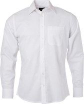 James and Nicholson Heren Longsleeve Oxford Shirt (Wit)