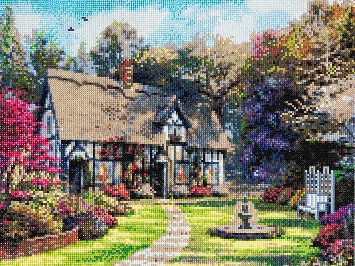 Diamond Painting Crystal Art Kit ® Country Cottage 40x50 cm, Full Painting — afbeelding 5