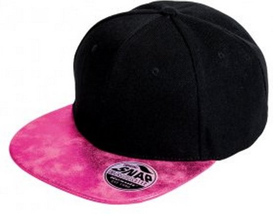 Result Heren Bronx Glitter Snapback Cap (Zwart/roze)