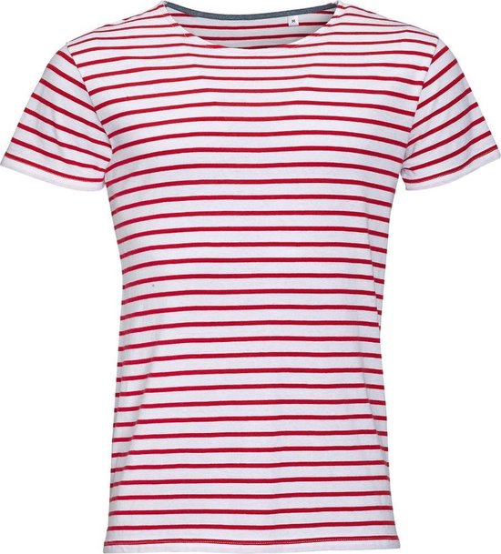 Miles Gestreept T-Shirt met korte mouwen (Wit/rood) | bol.com