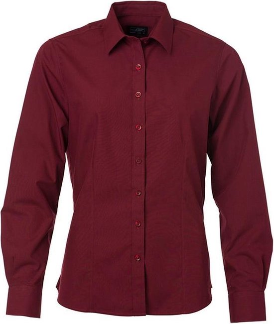 James and Nicholson Dames/dames Poplin-shirt met lange mouwen (Wijn Paars)