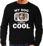 Sheltie honden trui / sweater my dog is serious cool zwart - heren - Shetland sheepdogs liefhebber cadeau sweaters L