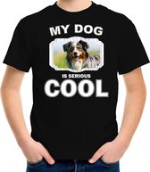 Australische herder honden t-shirt my dog is serious cool zwart - kinderen - Australische herders liefhebber cadeau shirt L (146-152)