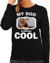 Duitse herder honden trui / sweater my dog is serious cool zwart - dames - Duitse herders liefhebber cadeau sweaters L