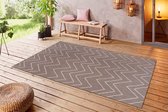 Binnen & buiten vloerkleed zigzag Venetië - lichtbruin/crème 160x230 cm