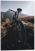 Acrylglas - Mountainbike in de Bergen - 40x60cm Foto op Acrylglas (Wanddecoratie op Acrylglas)