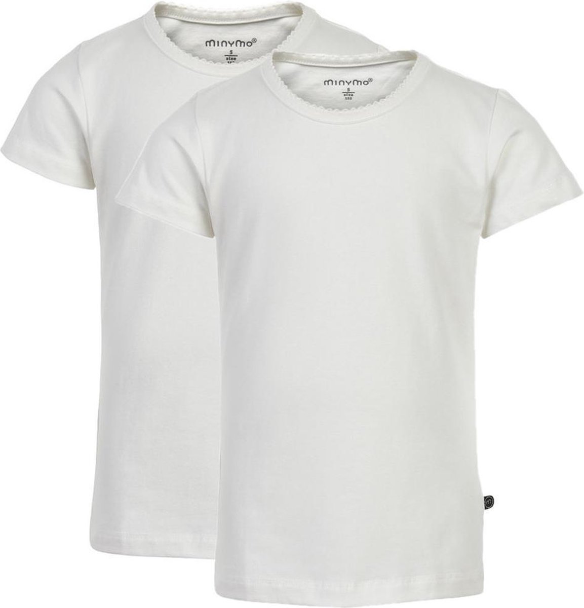 Minymo T-shirt Meisjes Katoen/elastaan Wit 2 Stuks Maat 98